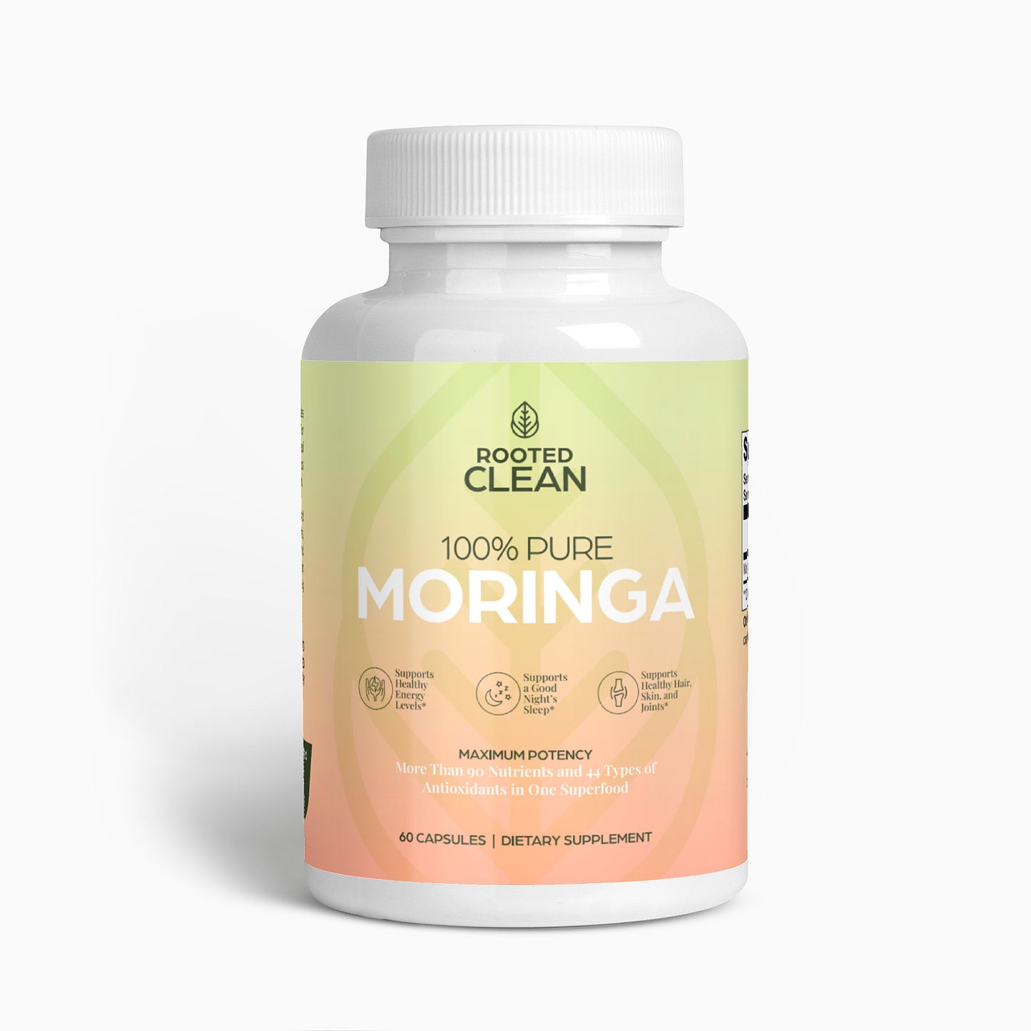 ROOTED CLEAN! 100% Pure Moringa Oleifera (from the leaf!), 60 Capsules, Maximum Potency, Superfood Capsules